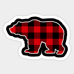 Bear Red Plaid Pattern Christmas Pajama Funny Gift Sticker